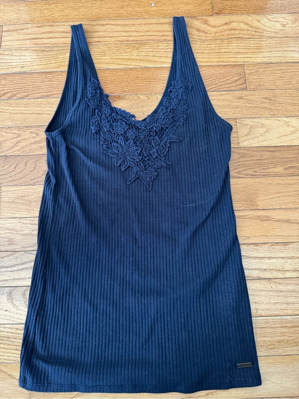 Hollister Navy Ribbed Lace-Trim Camisole